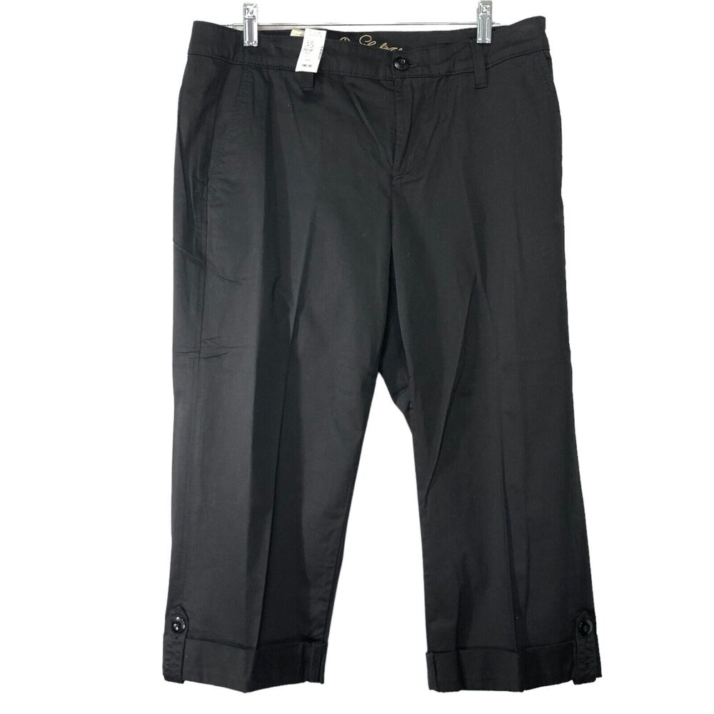 CJ by Cookie Johnson Care Womens Size 31 Black Chino Crop Pants BRAND NEW